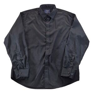 FLEX Luxury Collection Italy Design Dress Shirt Long Sleeve Black‎ Mens M